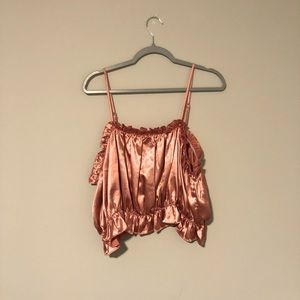 Never worn pink satin crop top
